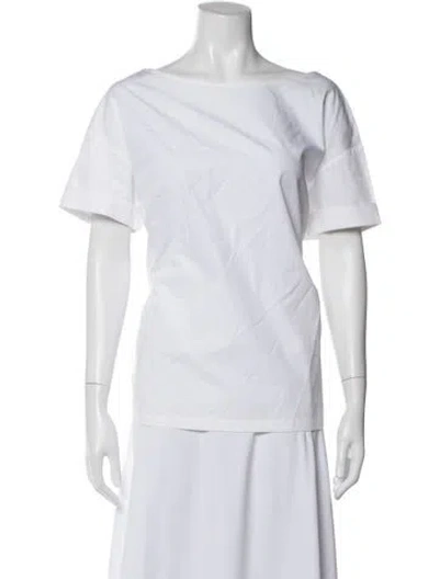 Pre-owned Dries Van Noten Bateau Neckline Short Sleeve Top In White