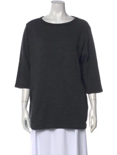 Pre-owned Dries Van Noten Bateau Neckline Three-quarter Sleeve Sweatshirt In Gray