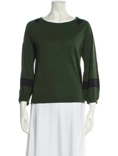 Pre-owned Dries Van Noten Bateau Neckline Three-quarter Sleeve Sweatshirt In Green