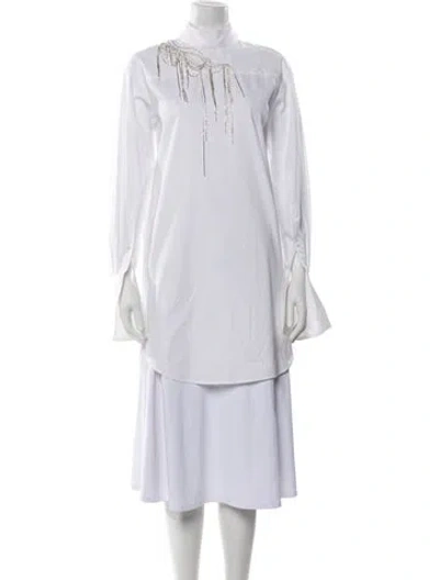 Pre-owned Dries Van Noten Bateau Neckline Three-quarter Sleeve Tunic W/ Tags In White