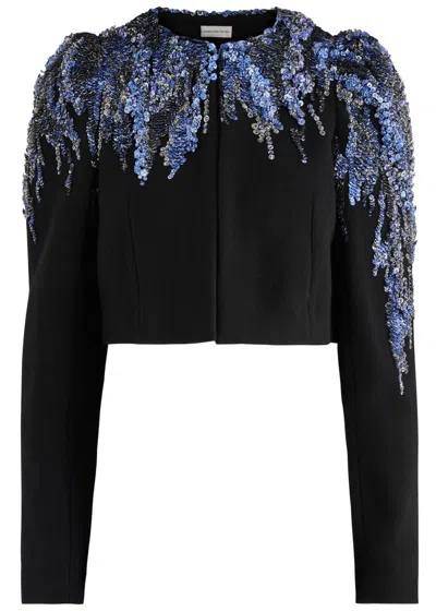 Dries Van Noten Bea Cropped Sequin-embellished Wool-blend Jacket In Black