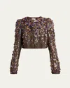 Dries Van Noten Bea Embellished Short Jacket In Brown