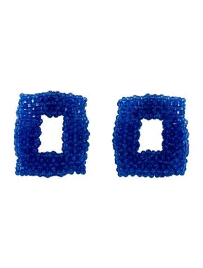 Pre-owned Dries Van Noten Bead & Nylon Square Clip-on Earrings In Multi