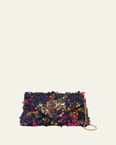 Dries Van Noten Bead & Sequin Envelope Clutch Bag In Multi