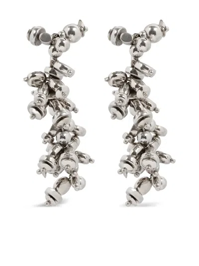 Dries Van Noten Bead-embellished Earrings In Gray