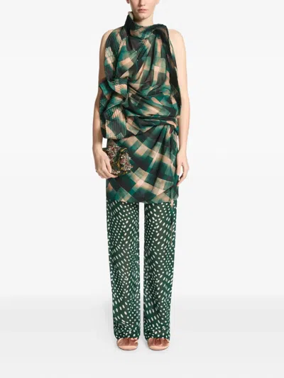 Dries Van Noten Bead-embellished Envelope Clutch Bag In Green