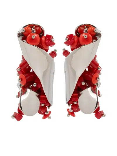 Dries Van Noten Bead-embellishment Earrings In Red