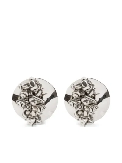 Dries Van Noten Bead-embellishment Earrings In Silver
