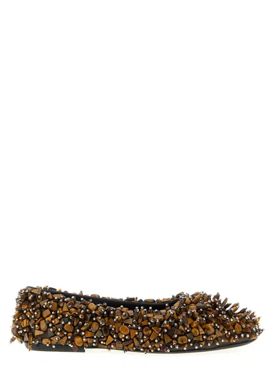 Dries Van Noten Beaded And Resin-embellished Ballet Flat In Brown
