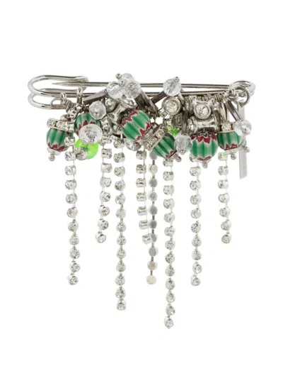 Dries Van Noten Beaded Brooch In Yellow