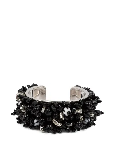 Dries Van Noten Beaded Cuff Bracelet In Black