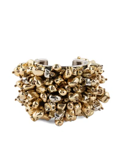 Dries Van Noten Beaded Cuff Bracelet In Gold