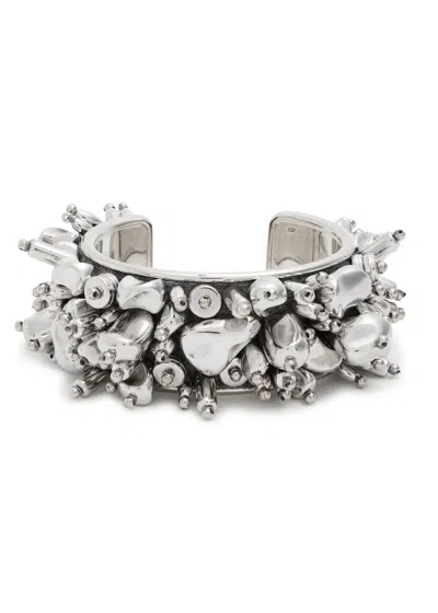 Dries Van Noten Beaded Cuff In Silver