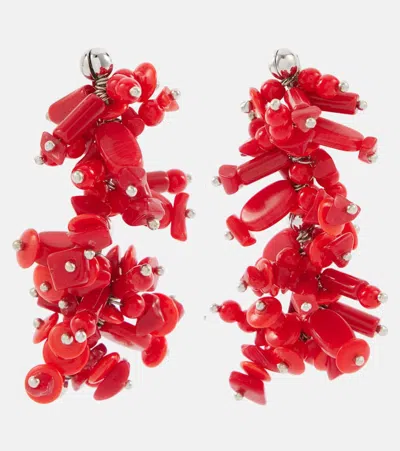 Dries Van Noten Beaded Earrings In Red