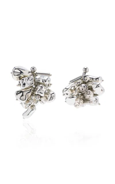 Dries Van Noten Beaded Earrings In Silver