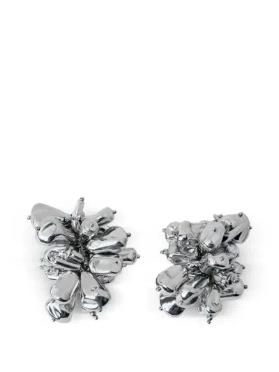 Dries Van Noten Beaded Earrings In Silver
