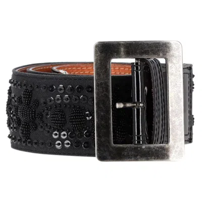 Dries Van Noten Beaded-embellished Belt In Black Leather