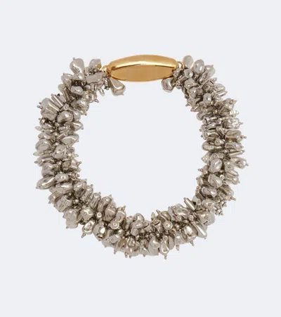 Dries Van Noten Beaded Embellished Necklace In Metallic