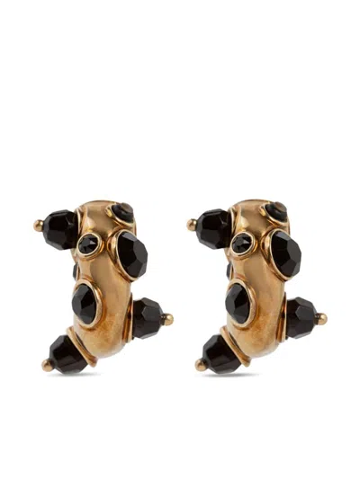 Dries Van Noten Beaded Loop Earrings In Gold