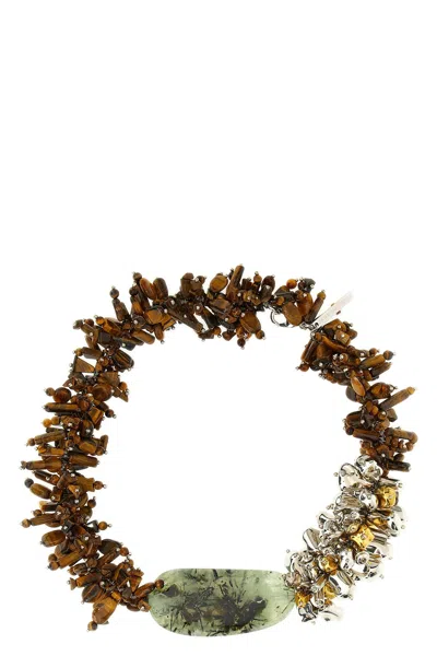 Dries Van Noten Chunky Beaded Necklace Metal Accents In Multi