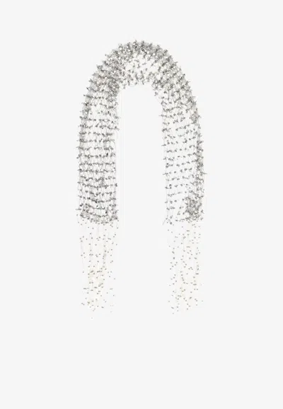 Dries Van Noten Beaded Necklace Scarf In Silver