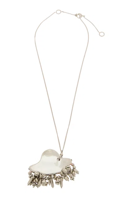 Dries Van Noten Beaded Pendant Necklace In Silver