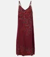 Dries Van Noten Beaded Silk Slip Dress In Burgundy