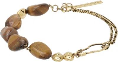 Dries Van Noten Beaded Stone Bracelet In Brown