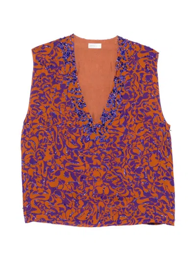 Dries Van Noten Beaded Top In Pink