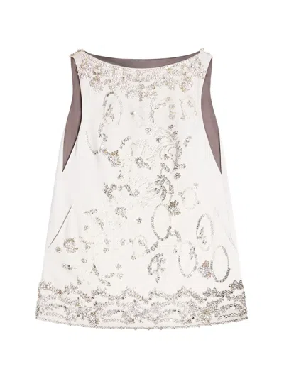 Dries Van Noten Beaded-embellishment Mini Dress In Neutral