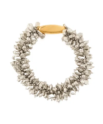 Dries Van Noten Bead-embellished Brass Necklace In Yellow