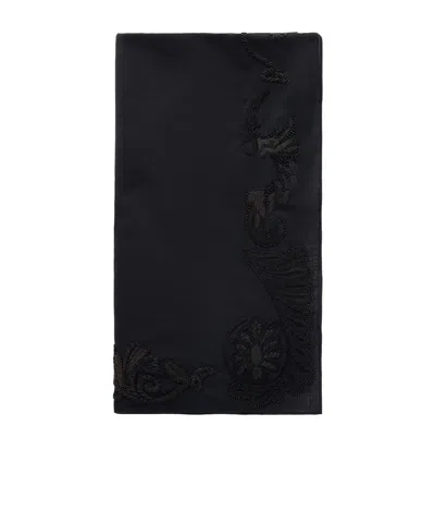 Dries Van Noten Bead-embellished Embroidered Cotton Scarf In Black