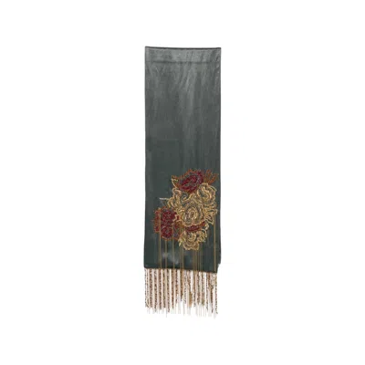 Dries Van Noten Bead-embellished Fringed Scarf In Green