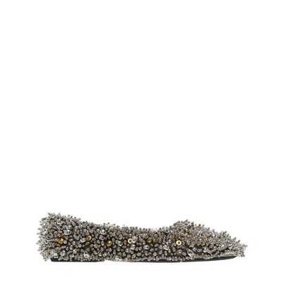 Dries Van Noten Beads Flats In Metallic