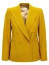 Dries Van Noten 'blazer Double-breasted Tailored Structured Shoulders' In Yellow