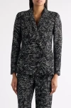 Dries Van Noten Beaura Abstract Swirl Jacquard Double Breasted Blazer In Black
