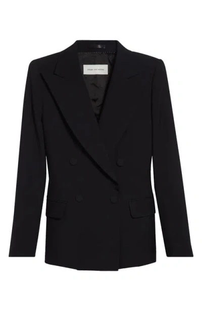 Dries Van Noten Beaura Double Breasted Wool & Mohair Twill Blazer In Black