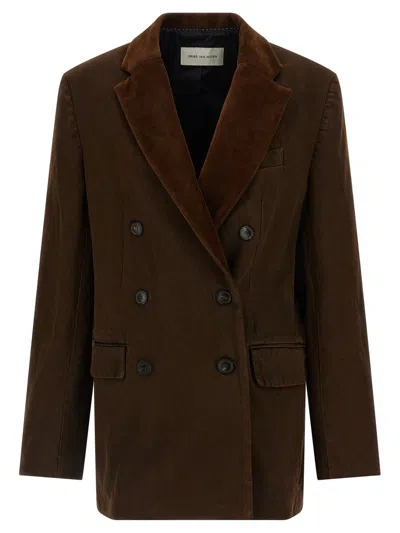 Dries Van Noten Befya Blazer Double Breasted Tailoring Jacket In Brown