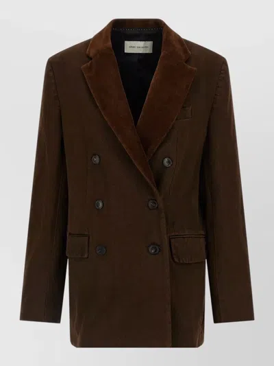 Dries Van Noten Befya Blazer Double Breasted Tailoring Jacket In Brown
