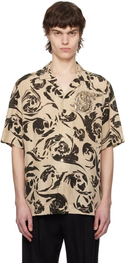 Dries Van Noten Beige & Black Appliqué Shirt In 900 Black