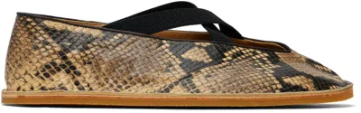 Dries Van Noten Beige & Black Leather Loafers In 103 Beige