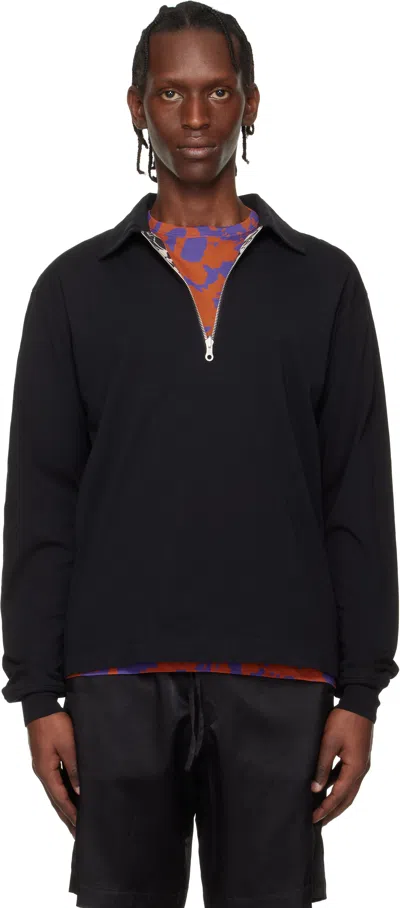 Dries Van Noten Beige & Black Printed Reversible Polo