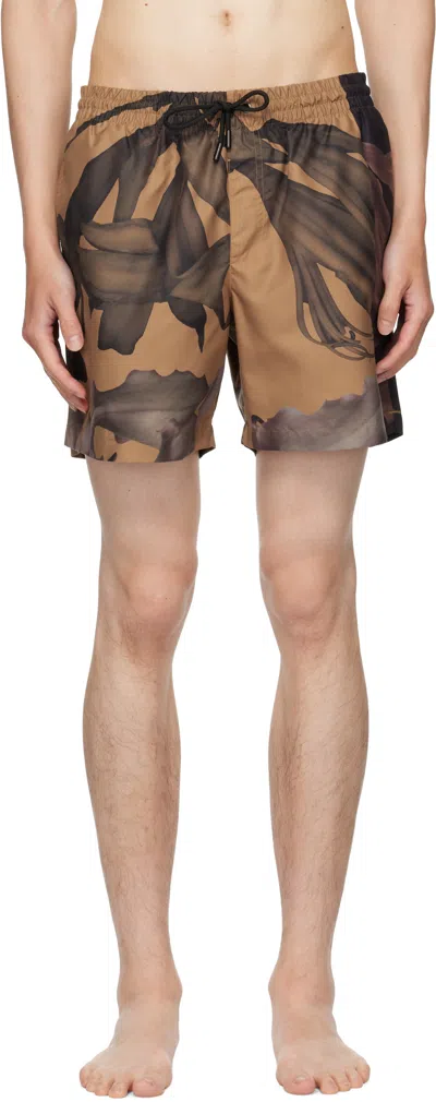 Dries Van Noten Beige & Brown Patterned Swim Shorts