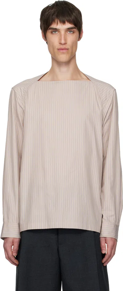 Dries Van Noten Beige Boat Neck Cotton Shirt In Brown