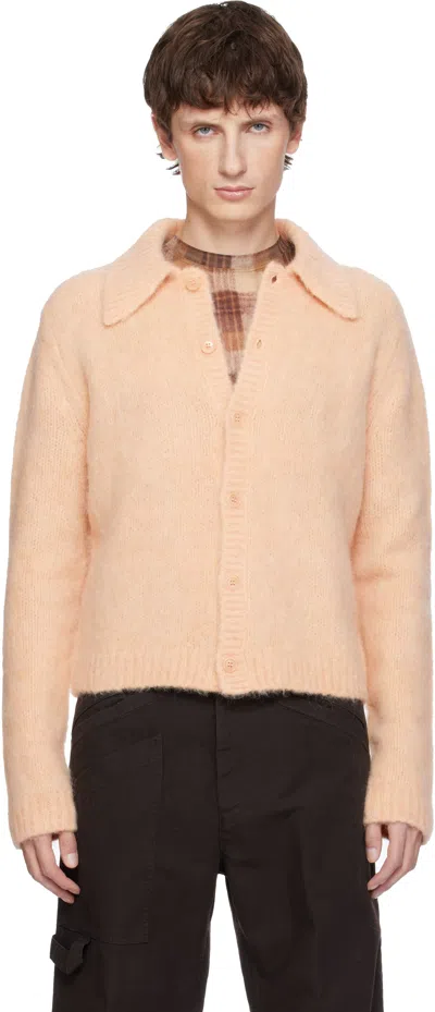 Dries Van Noten Beige Brushed Cardigan In Pink