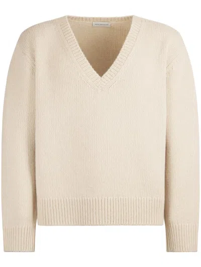 Dries Van Noten Beige Classic Knit Sweater With Timeless Silhouette In Neutral