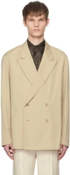 Dries Van Noten Beige Double-breasted Shirt In 101 Sand