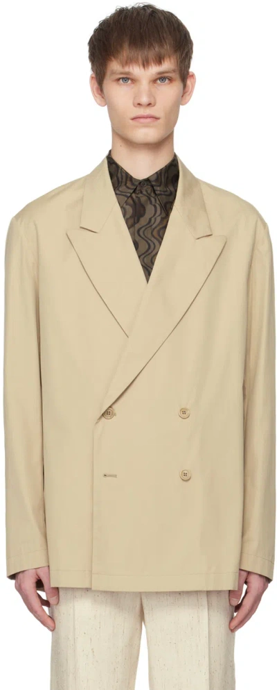 Dries Van Noten Beige Double-breasted Shirt In 101 Sand