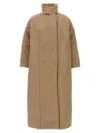 Dries Van Noten 'roxana Long' High Collar Coat In Beige