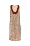 Dries Van Noten Debis Snakeskin Print Sequin Dress In Beige